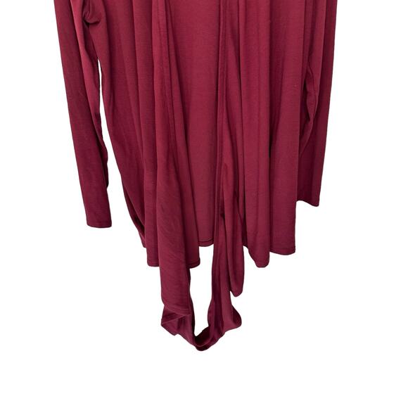 J. Jill Pure Jill Cardigan Burgundy Wine Red Twist Open Front Wrap Top Medium - Picture 4 of 7